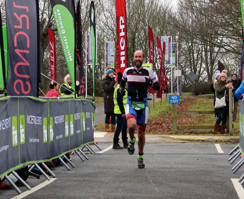 Adrian Williams after winning the Anglian Water Duathlon in Huntingdon