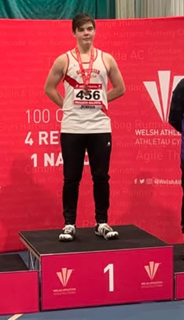 William Richards-Baldwin won the gold medal for the shot at the 2025 indoor Welsh Championships a few weeks ago