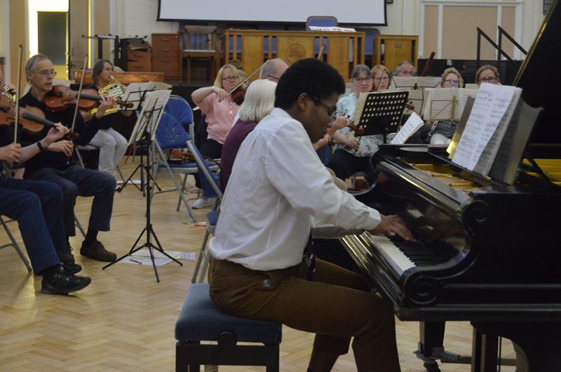 Pianist Adam Herron during practice