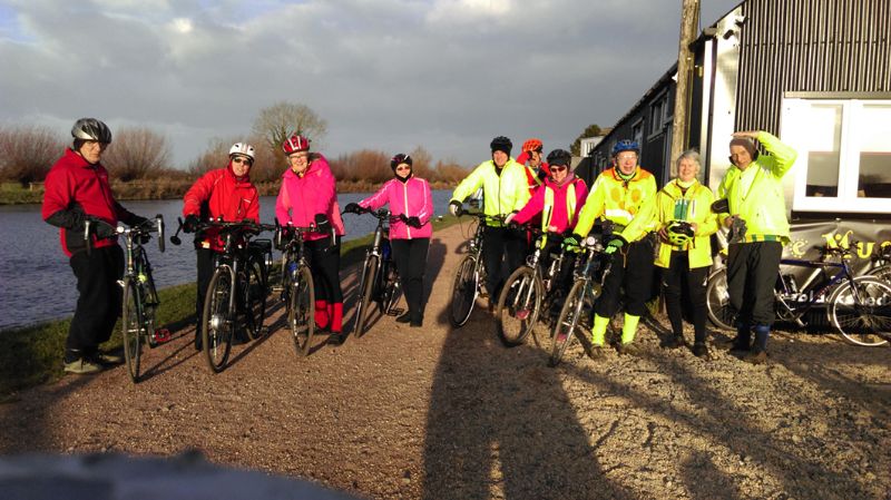 Members of Stonehouse Wheelers enjoying a ride at Shepherd’s Patch, Slimbridge, in January