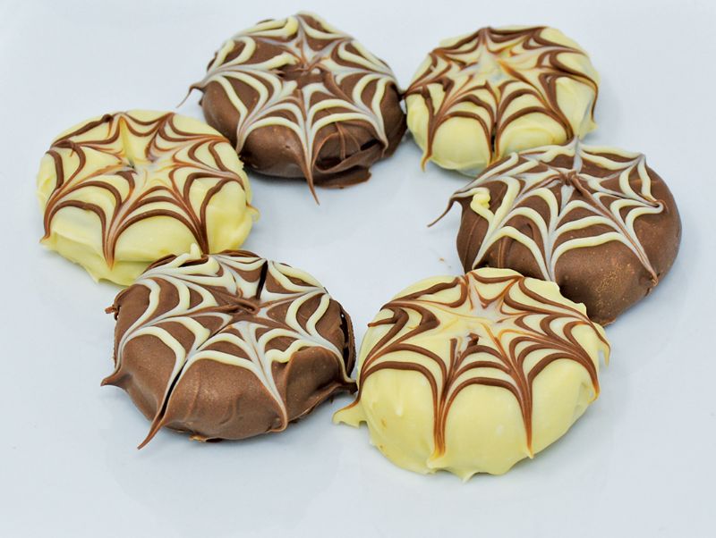 Spooky spider web biscuits