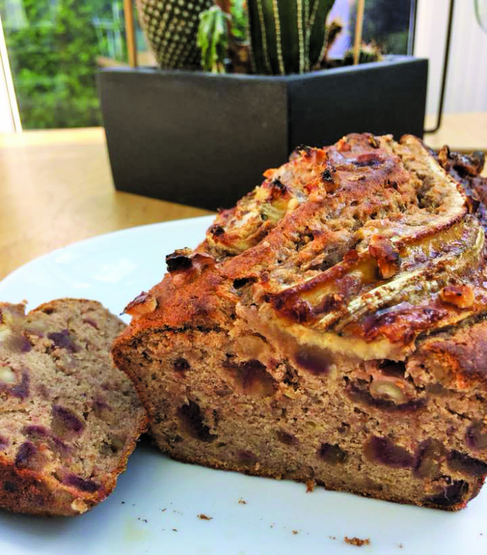 Vegan banana and date loaf cake