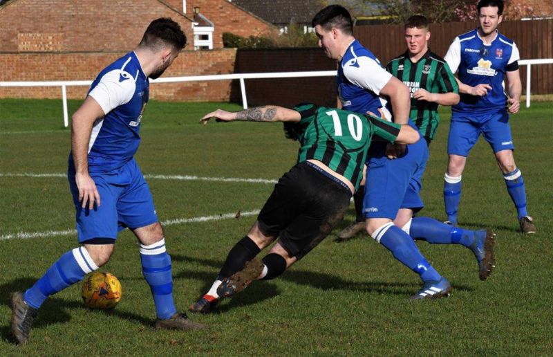 Hardwicke (in blue) defeated AEK Boco 2-1. Picture, Peter Langley