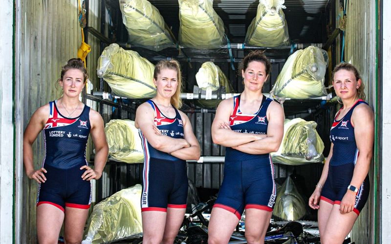 Charlotte, left, and Mathilda Hodgkins-Byrne, one from left, with crewmates Jess Leyden and Melissa Wilson