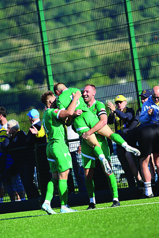 Bishop’s Cleeve celebrate the greatest win in their history. Picture, Henry Nunn