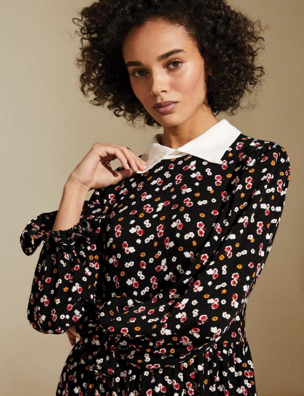 Floral top dress young woman