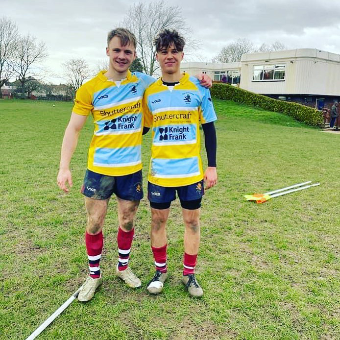 John Fenley, left, and Wyatt Dundas were among the try-scorers for Old Patesians against Minchinhampton on Saturday