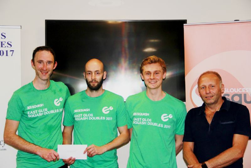 From left, last year’s doubles winners Jonny Harford and Jaymie Haycocks, with tournament organiser Tom Ford and Tony Briscombe of East Glos. Picture, James Jeffrey