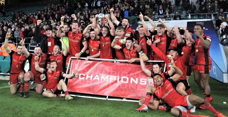 Hartpury celebrate their win at Twickenham