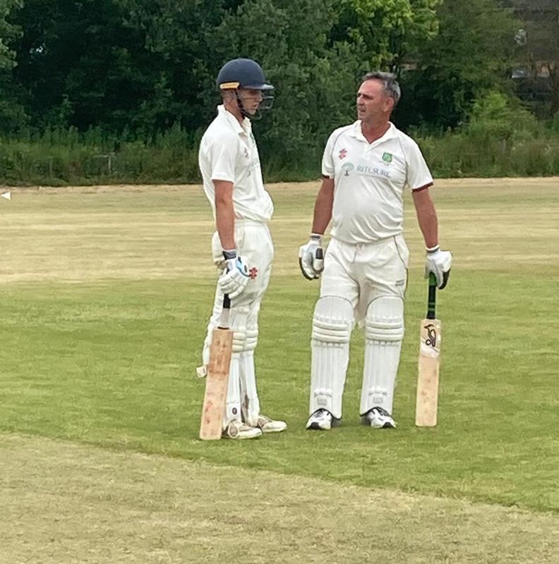 Mathew and Daniel Halsey batting together against Cinderford St John