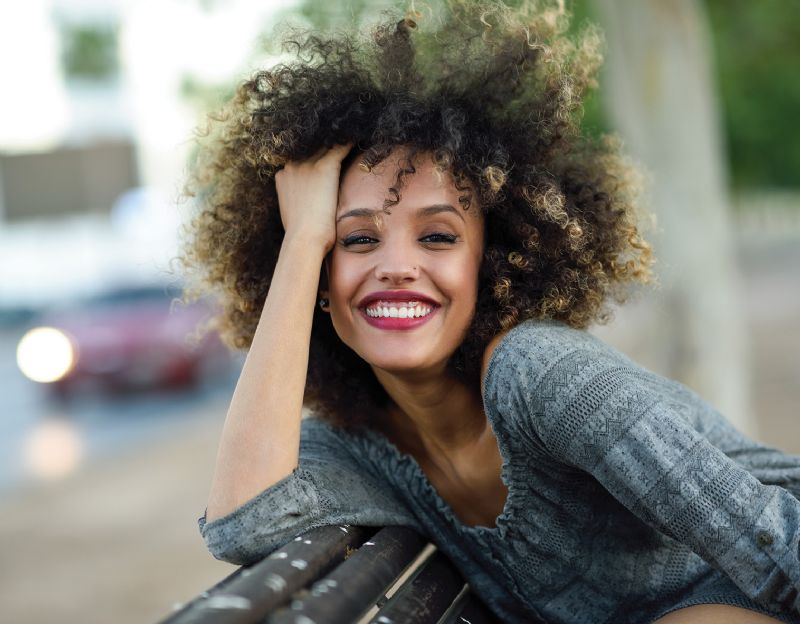 Woman smiling lipstick