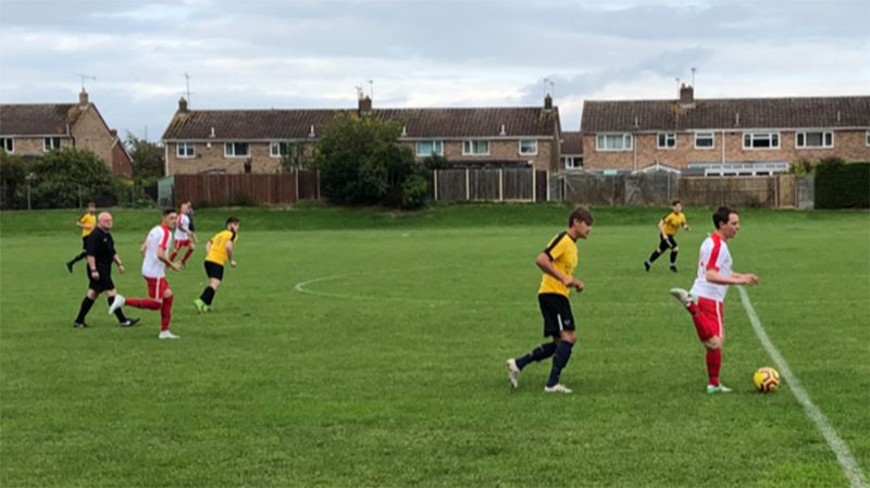 Woodmancote United (in white) are playing in Division Four of the Cheltenham League