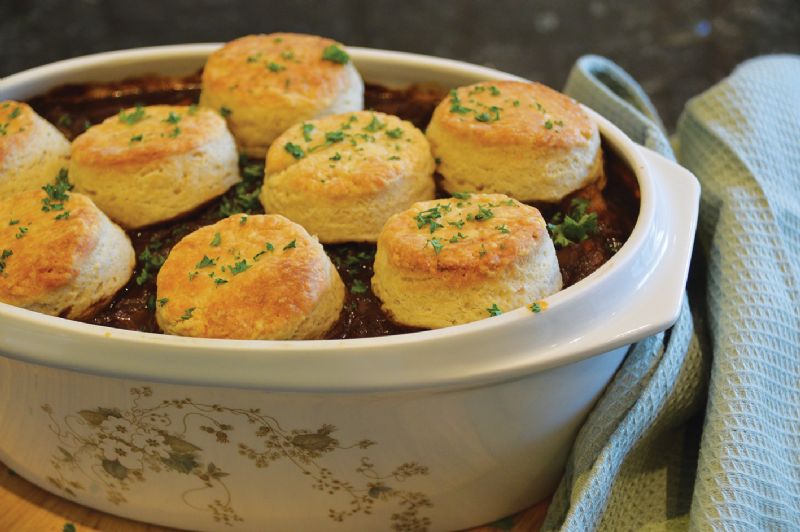 Warming winter beef cobbler