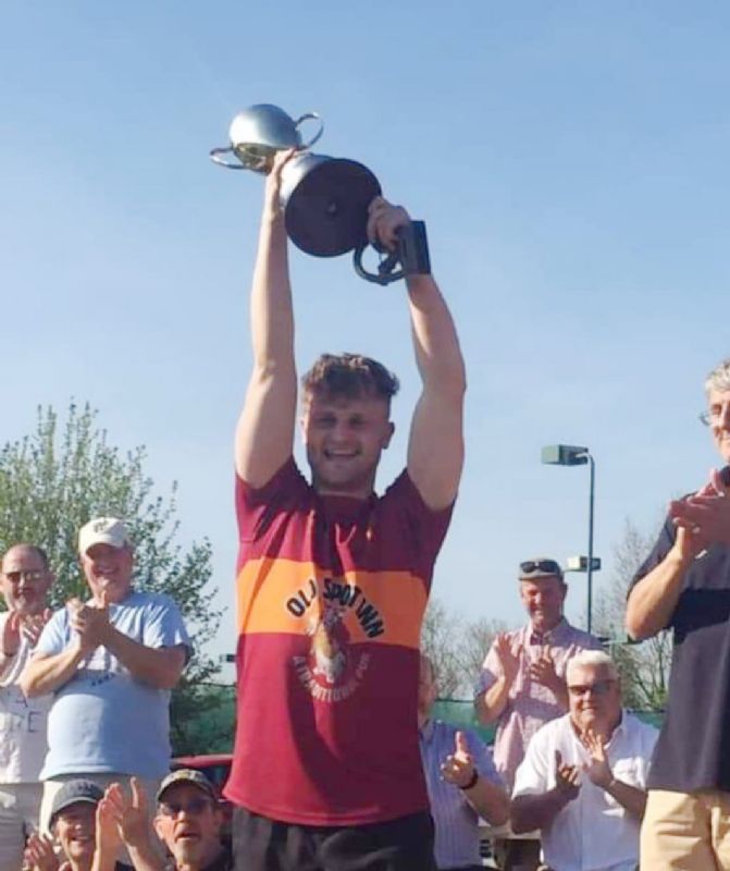 Chris Perrett with the Stroud and District Combination Senior Cup