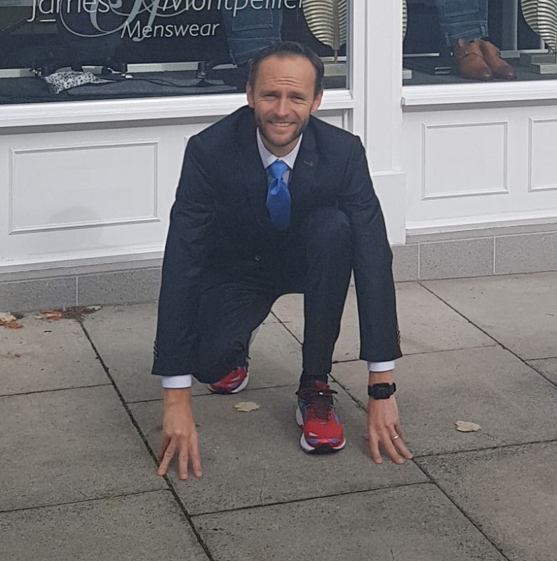 Richard Dare will be running the Cheltenham Half Marathon dressed in a suit