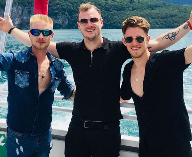 Erica (Left to right) Dalton, Will and Michael on Lake Annecy