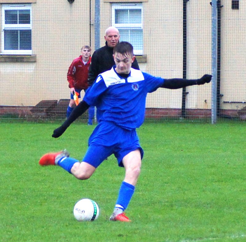 Felix Smith in action for Whaddon United against Cheltenham Civil Service Reserves