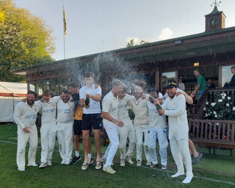 Dumbleton celebrate their Gloucestershire Division title success