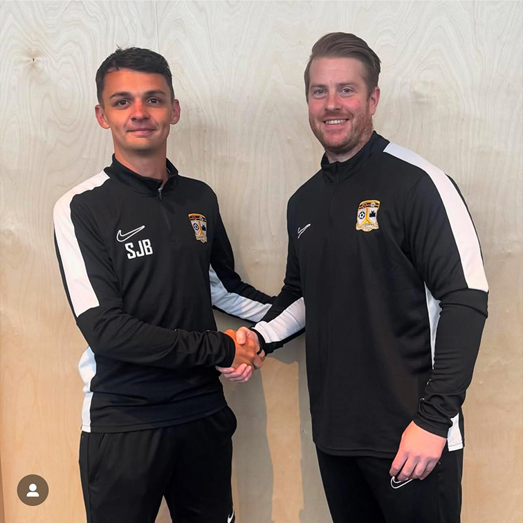 Tewkesbury Town manager James Coates, right, with vice-chairman Stuart Bailey