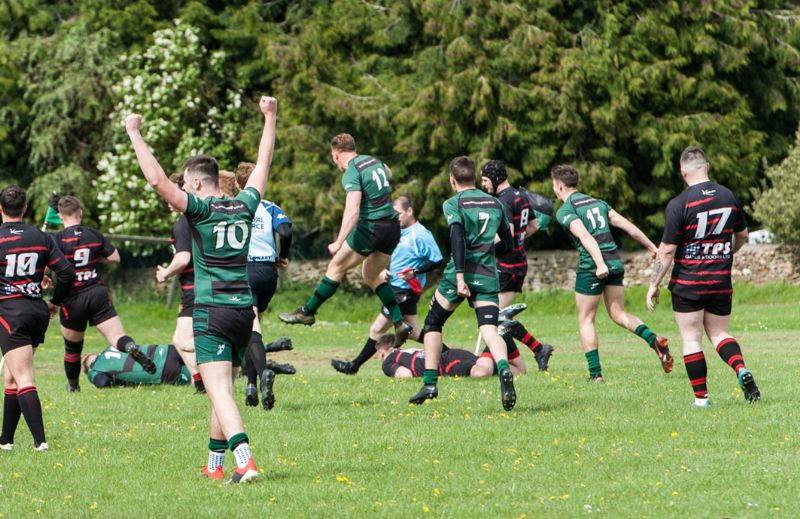 Fairford’s Mike Wrona scoring the winning try in the play-off game against Bream last season. Picture, Charlotte Eccles.