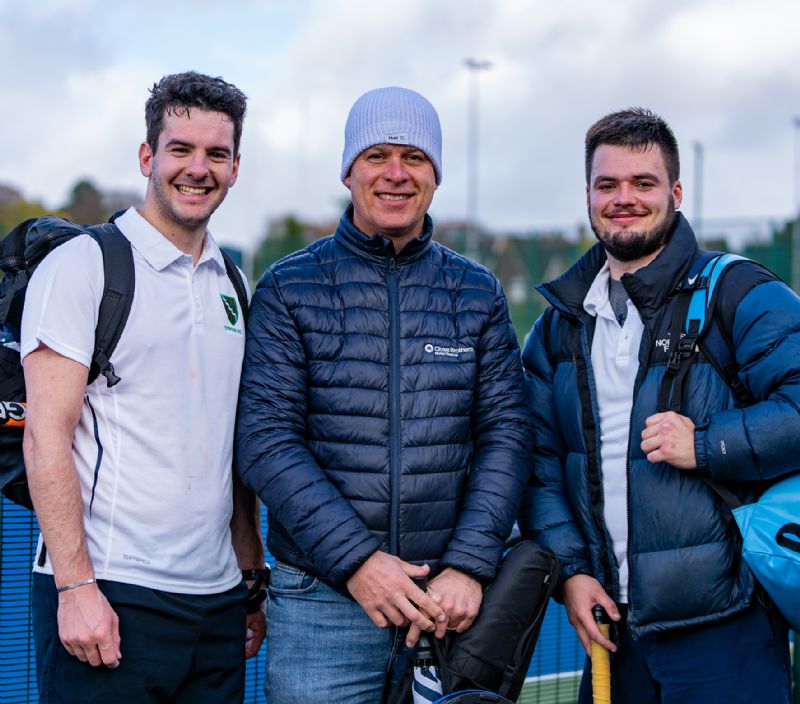 Jack Richards, left, and Callum King, right, with team sponsor Nick King