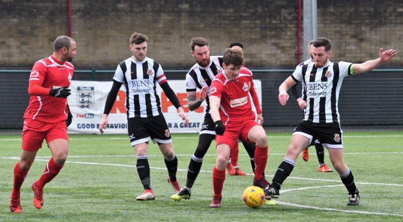 Action from Lebeq United v Stonehouse Town (black and white). Picture, Pete Langley