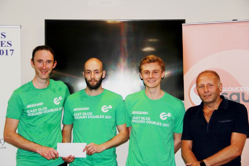 From left, competition winners Jonny Harford and Jaymie Haycocks, with tournament organiser Tom Ford and Tony Briscombe, head of the squash committee at East Glos. All pictures, James Jeffrey