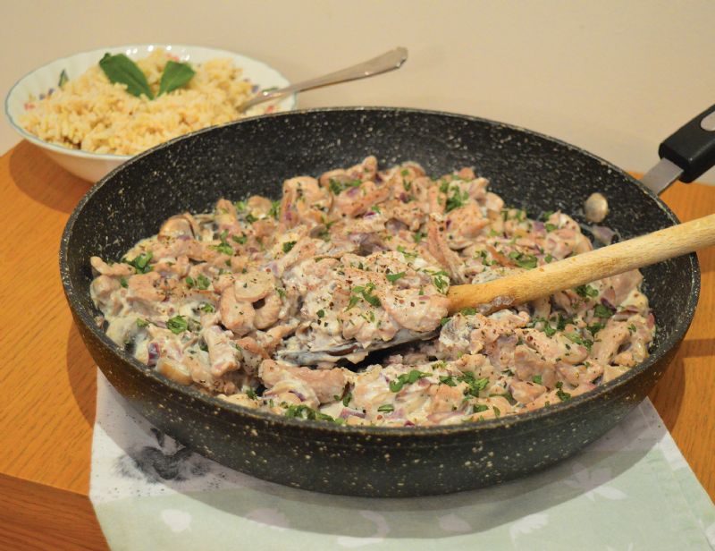 Pork and mushroom stroganoff