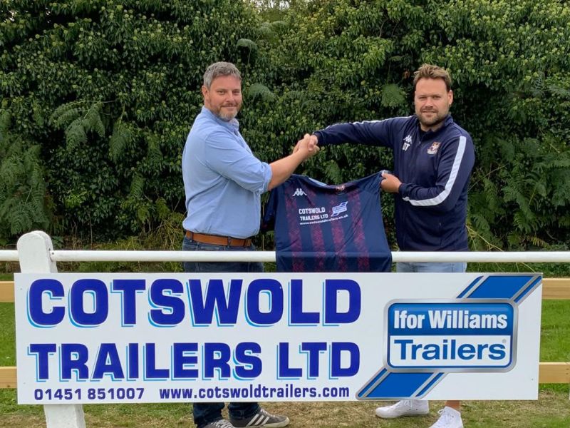 Moreton Rangers chairman Will Down, left, with the club’s main sponsor Dan Tustin