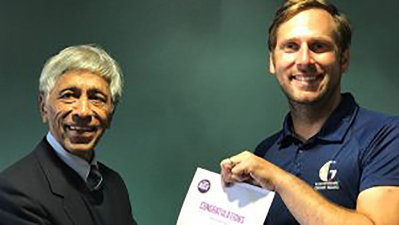 Dipak Basu, left, with Luke Sellers of the GCB