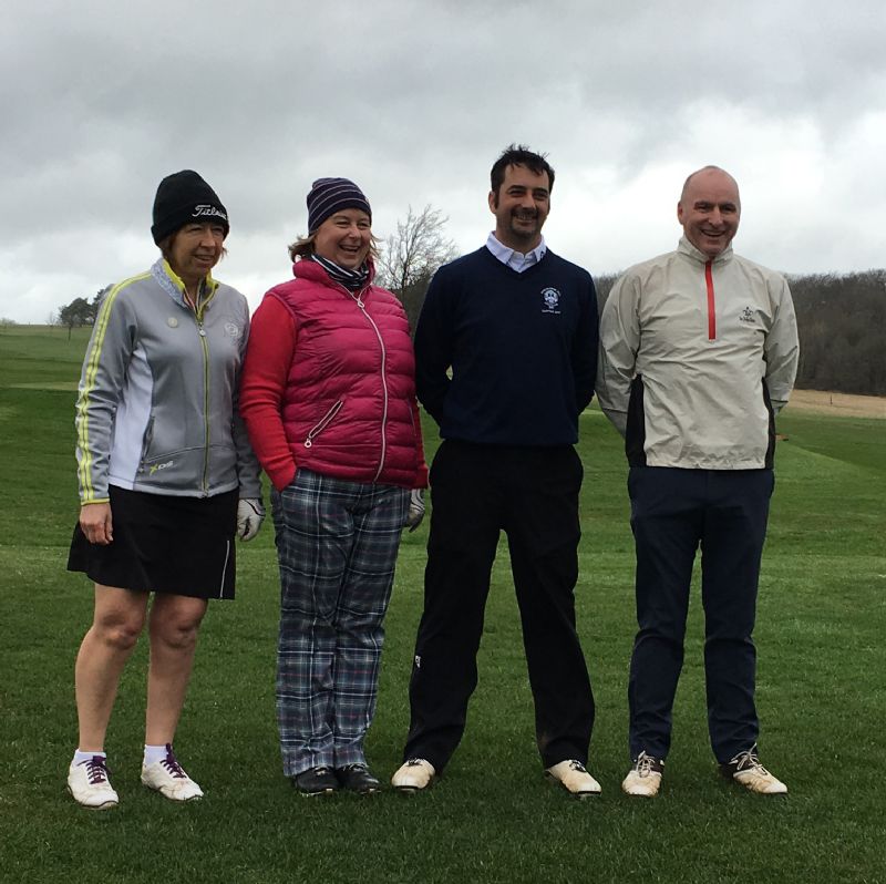 From left, Stinchcombe Hill ladies’ vice-captain Bev Rees, ladies’ captain Kirsty Thomson, men’s captain Nigel Hudson and vice-captain Rod Helps