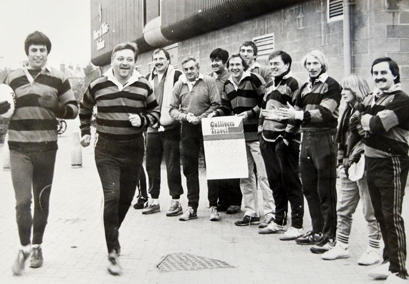 Mike Edwards, second from left, taking part in a charity fun run at the Prince of Wales Stadium in 1983