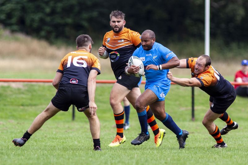 Marcus Brown tries to make inroads into the Tigers’ defence. Picture, Lewis Mitchell Photography.
