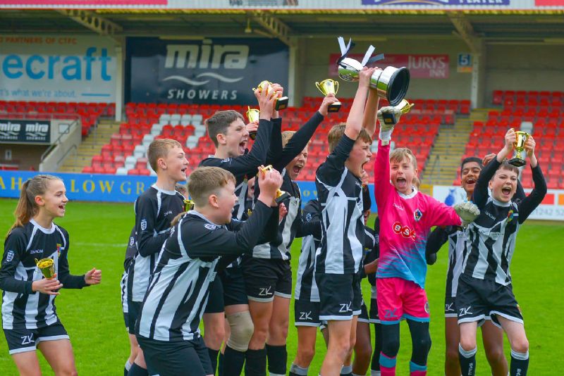 Brockworth Albion Under-12s celebrate their cup win
